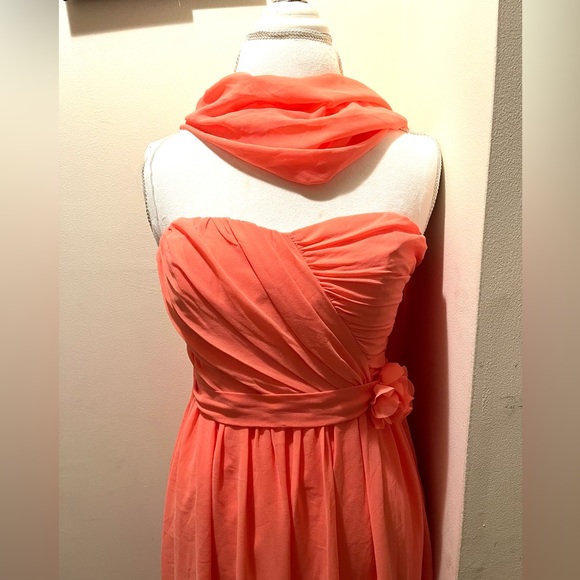 Cocktail Dress with Shawl peach color - Picture 2 of 4